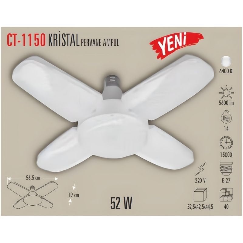 CATA CT-1150 Kristal Led Pervane Ampul Beyaz Işık